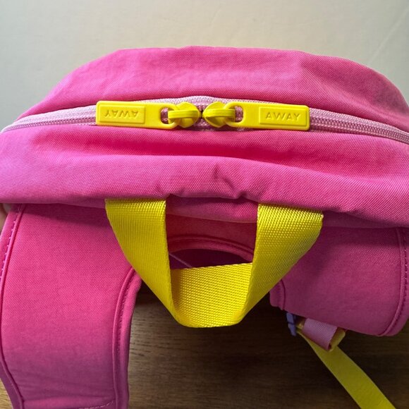 AWAY Kids Backpack Cotton Candy Pink Colorblock Childrens Travel Bag Yellow - Picture 6 of 10